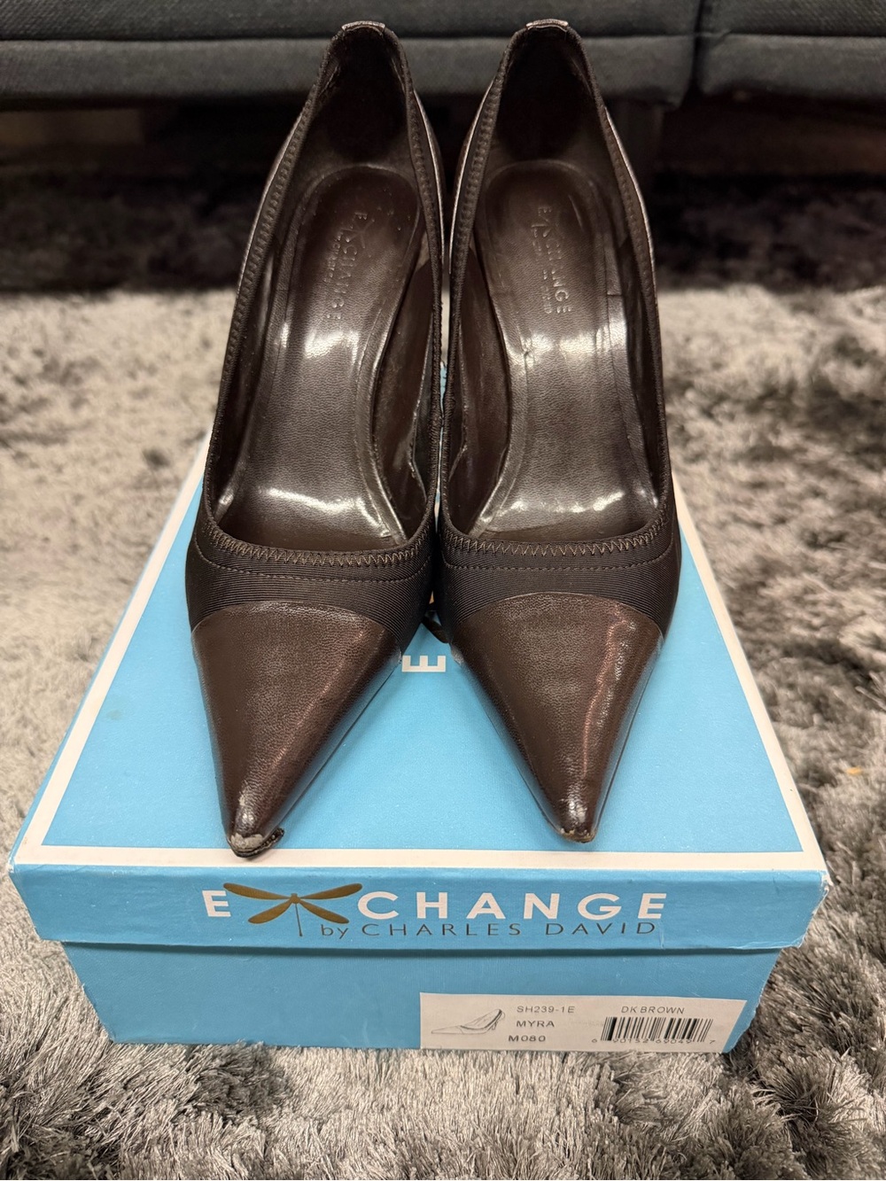 Dark Brown Pointed-Toe Heels